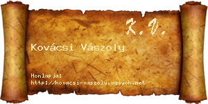 Kovácsi Vászoly névjegykártya